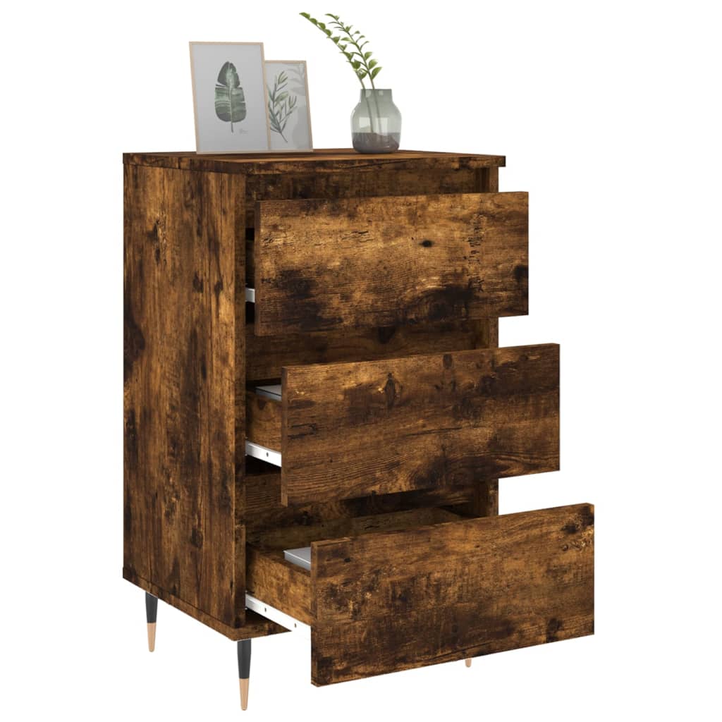 Smoked Oak Bedside Cabinets Set of 2 - 40x35x69 cm Engineered Wood