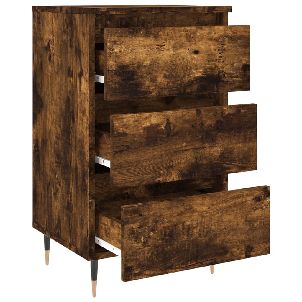 Smoked Oak Bedside Cabinets Set of 2 - 40x35x69 cm Engineered Wood