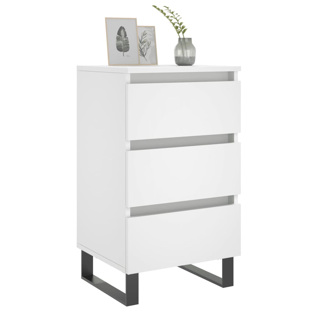White Bedside Cabinets Set of 2, 40x35x69 cm - Engineered Wood