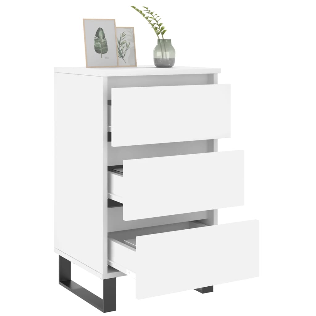 White Bedside Cabinets Set of 2, 40x35x69 cm - Engineered Wood