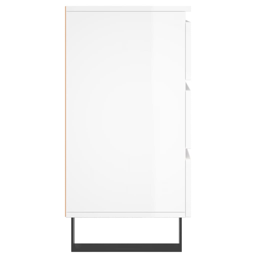 High Gloss White Bedside Cabinets Set of 2, 40x35x69 cm Wood