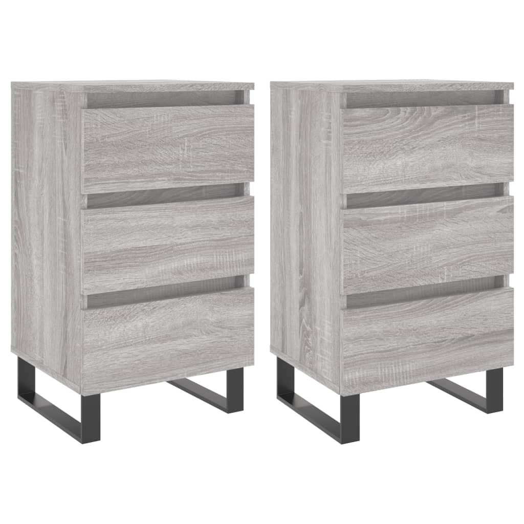 2 Grey Sonoma Bedside Cabinets 40x35x69 cm Engineered Wood