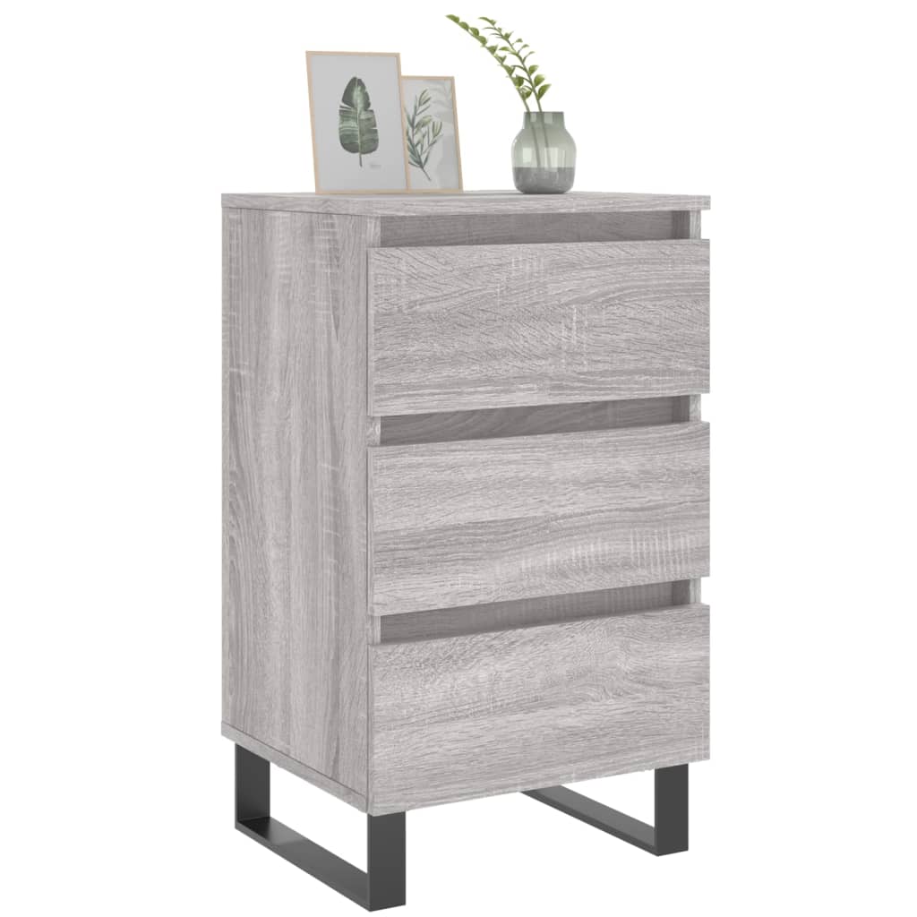 2 Grey Sonoma Bedside Cabinets 40x35x69 cm Engineered Wood