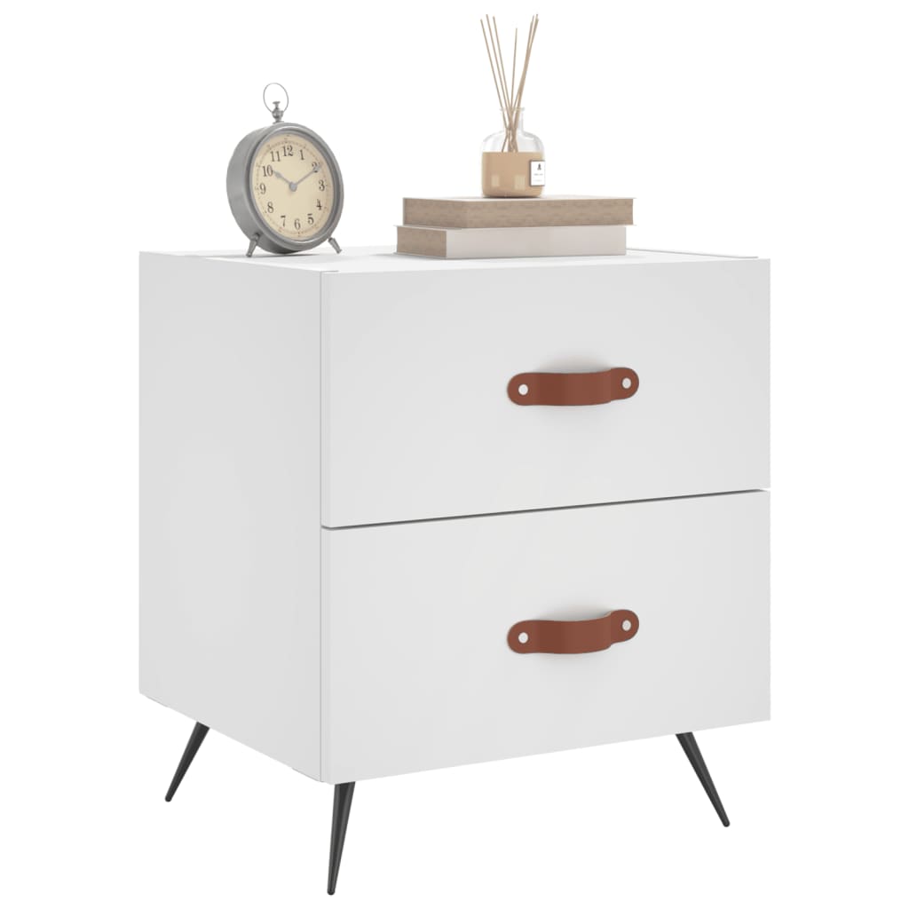 White Bedside Cabinet 40x35x47.5 cm - Engineered Wood