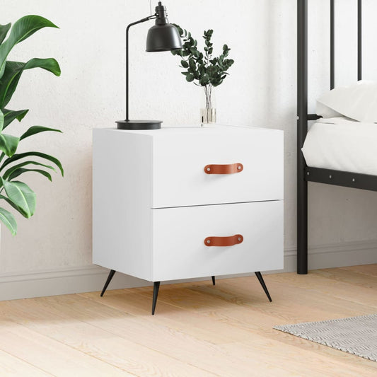 White Bedside Cabinet 40x35x47.5 cm - Engineered Wood