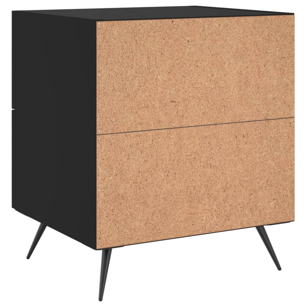 2 Black Engineered Wood Bedside Cabinets 40x35x47.5 cm