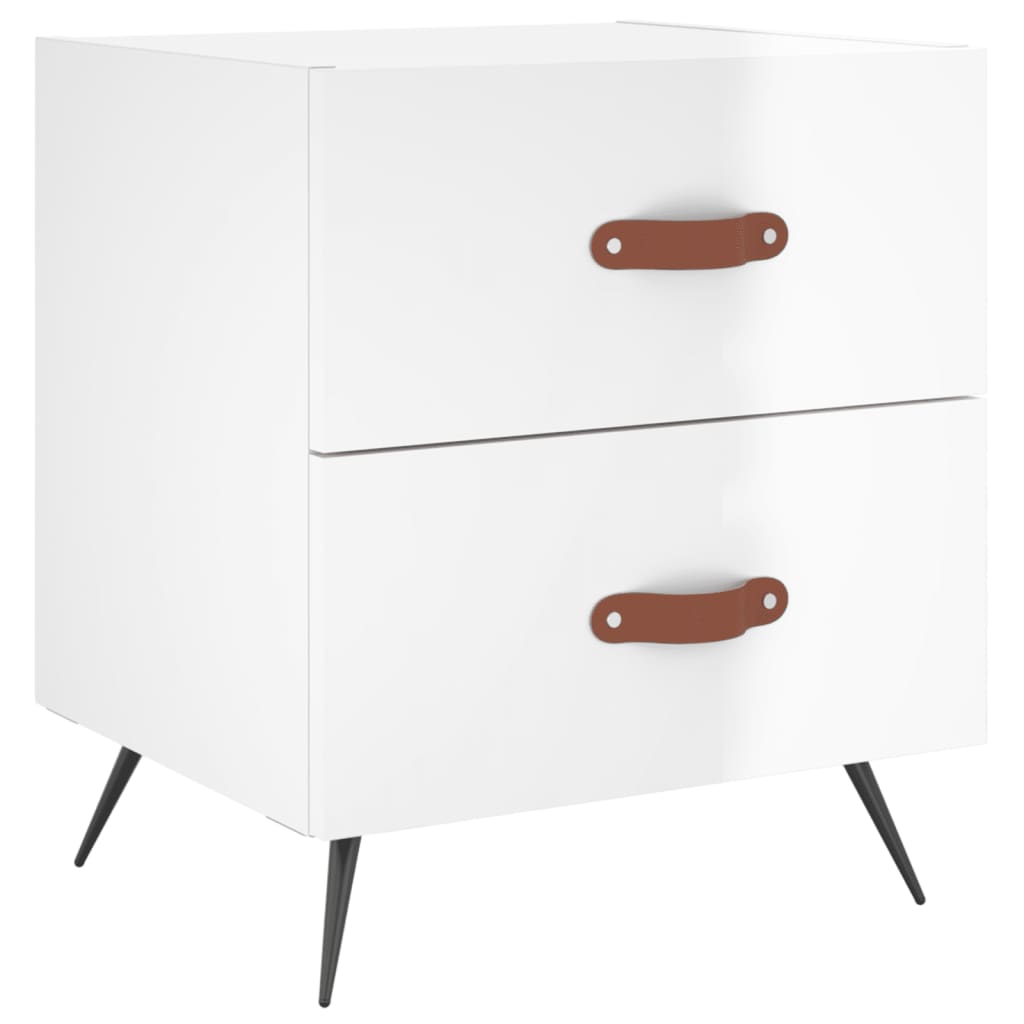 High Gloss White Bedside Cabinet 40x35x47.5 cm - Engineered Wood