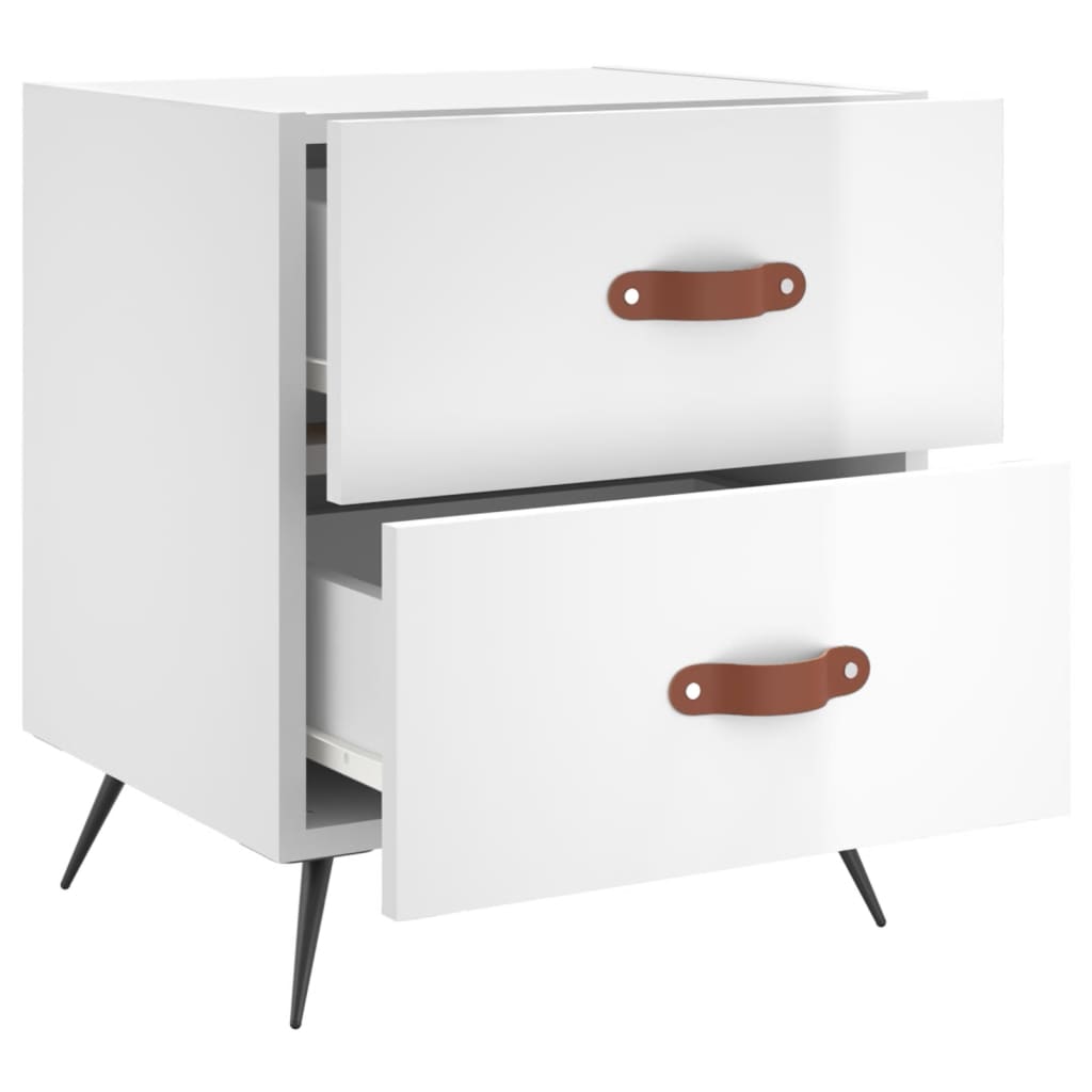 High Gloss White Bedside Cabinet 40x35x47.5 cm - Engineered Wood