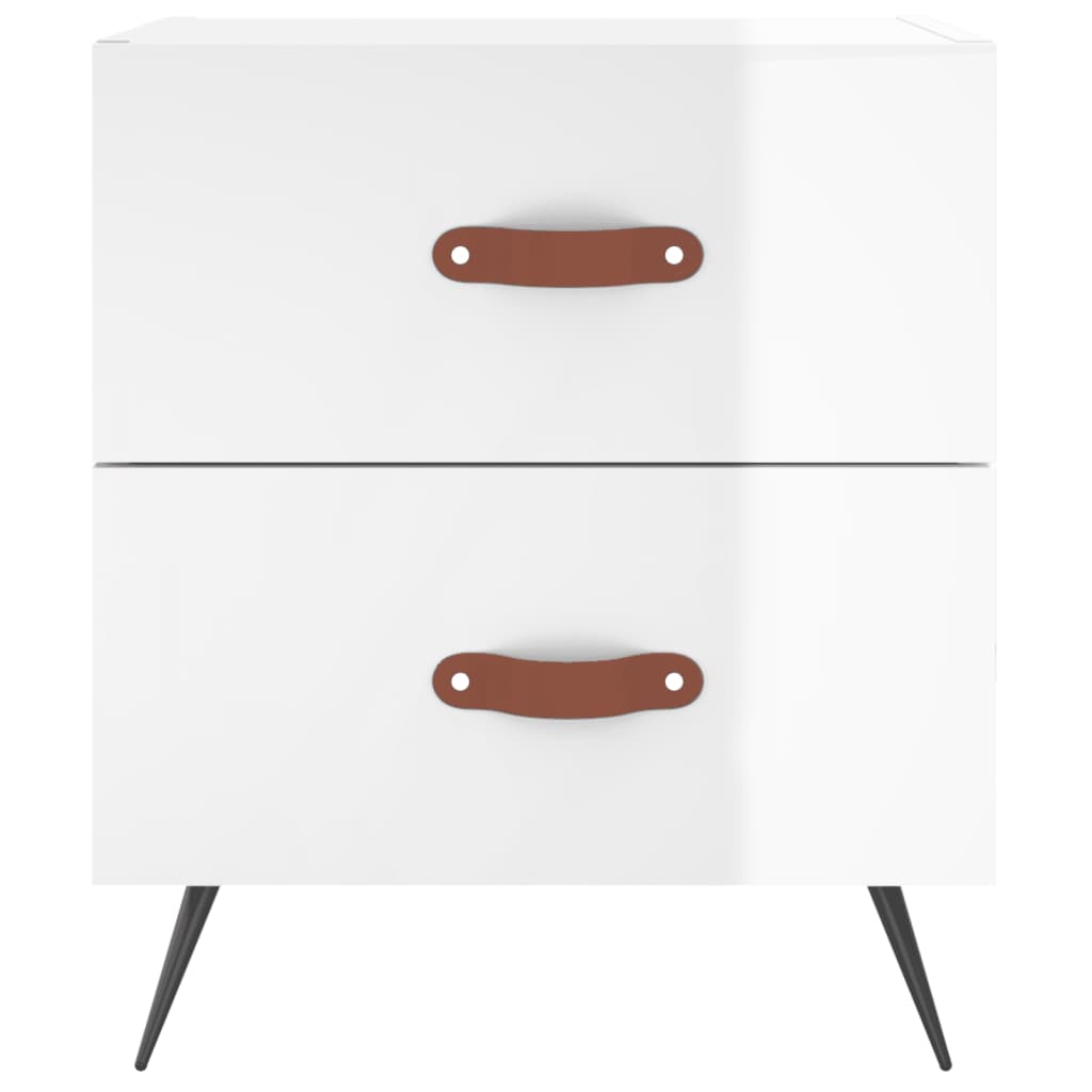 High Gloss White Bedside Cabinet 40x35x47.5 cm - Engineered Wood