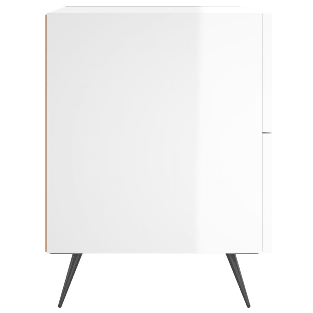 High Gloss White Bedside Cabinet 40x35x47.5 cm - Engineered Wood