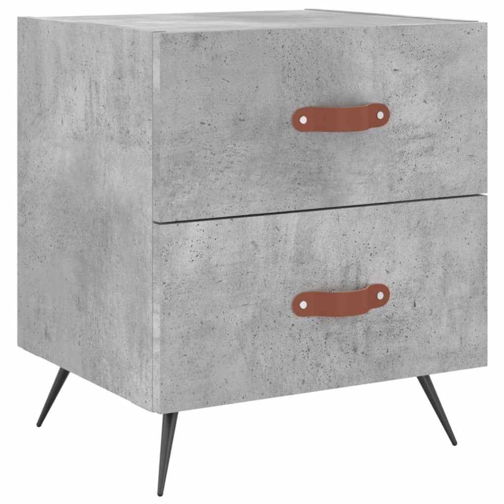 Concrete Grey Bedside Cabinet - Engineered Wood, 40x35x47.5 cm