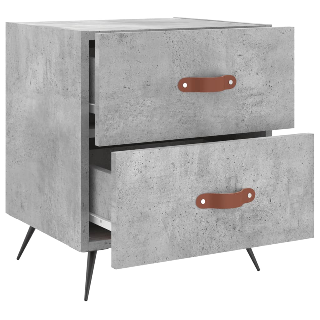 Concrete Grey Bedside Cabinet - Engineered Wood, 40x35x47.5 cm