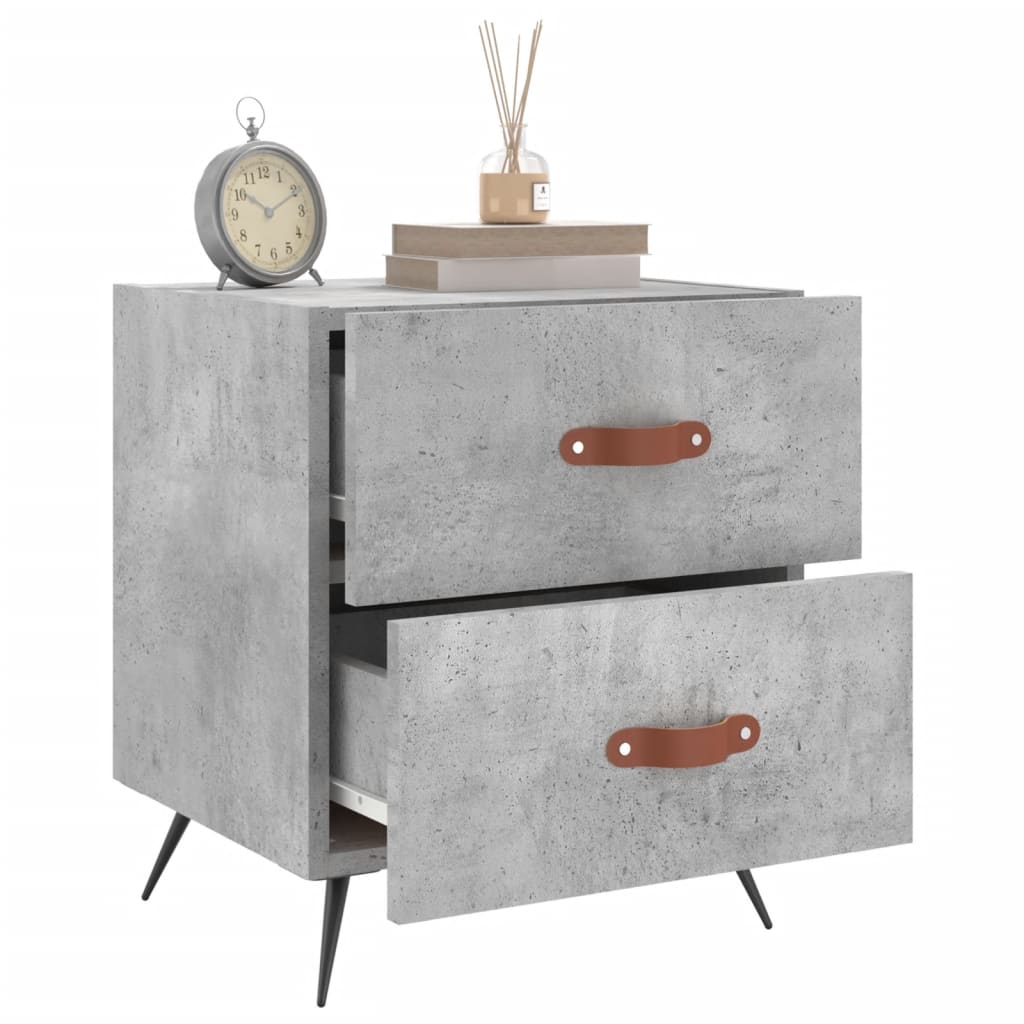 Concrete Grey Bedside Cabinet - Engineered Wood, 40x35x47.5 cm