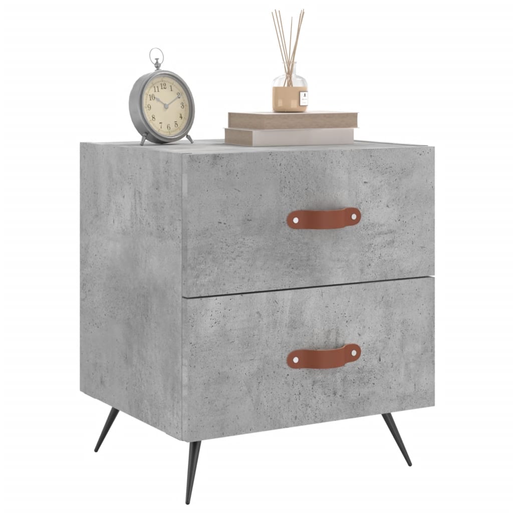 Concrete Grey Bedside Cabinet - Engineered Wood, 40x35x47.5 cm