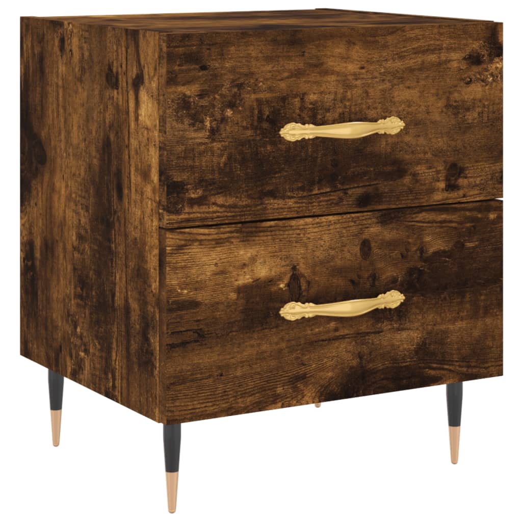 Smoked Oak Bedside Cabinet 40x35x47.5 cm - Engineered Wood