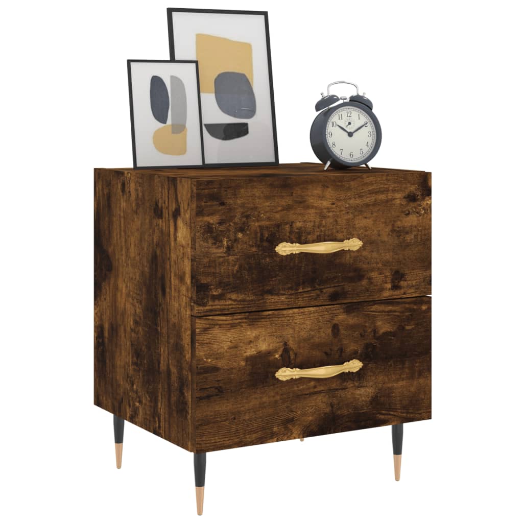 Smoked Oak Bedside Cabinet 40x35x47.5 cm - Engineered Wood