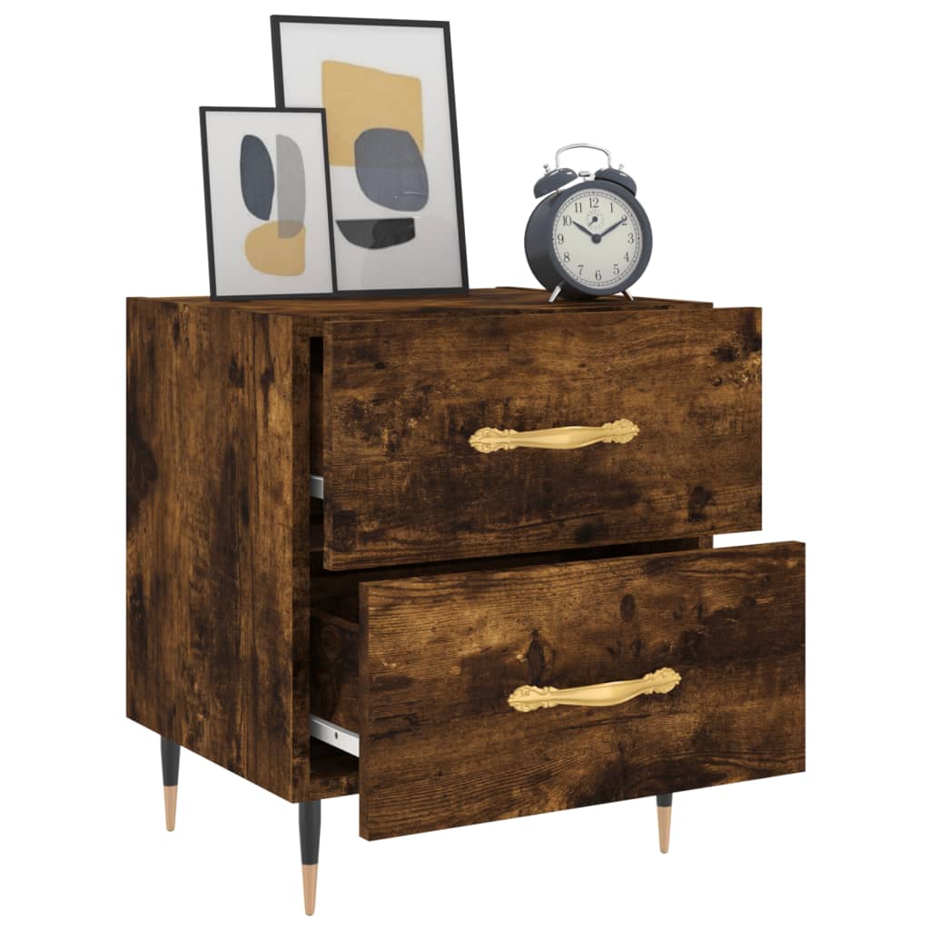 Smoked Oak Bedside Cabinet 40x35x47.5 cm - Engineered Wood