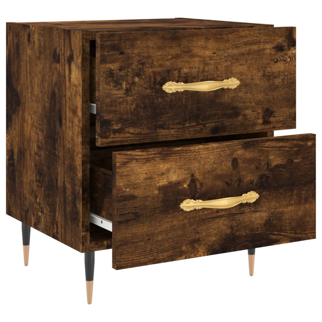 Smoked Oak Bedside Cabinet 40x35x47.5 cm - Engineered Wood