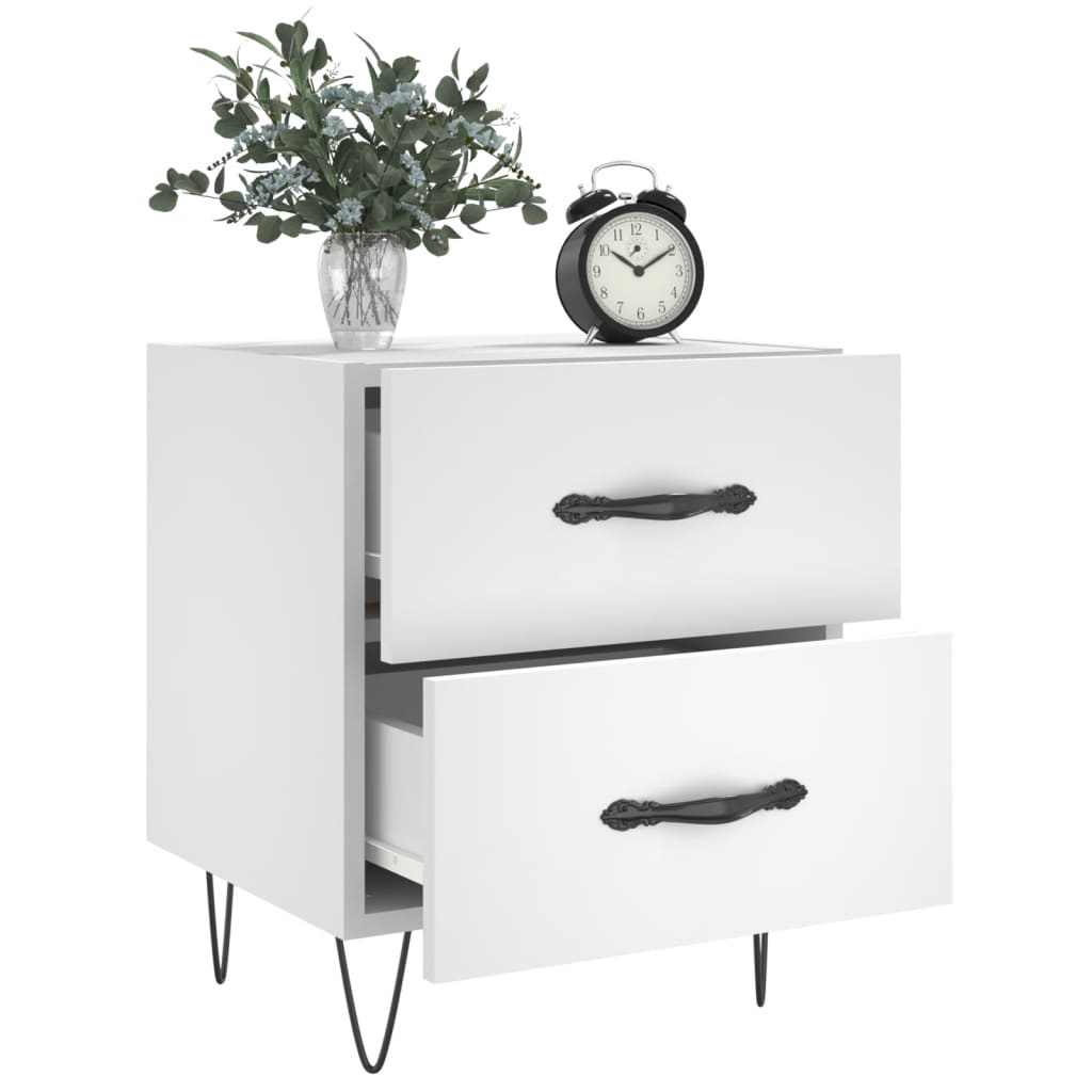 White Engineered Wood Bedside Cabinets Set 2pcs 40x35x47.5 cm