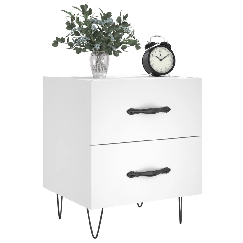 White Engineered Wood Bedside Cabinets Set 2pcs 40x35x47.5 cm