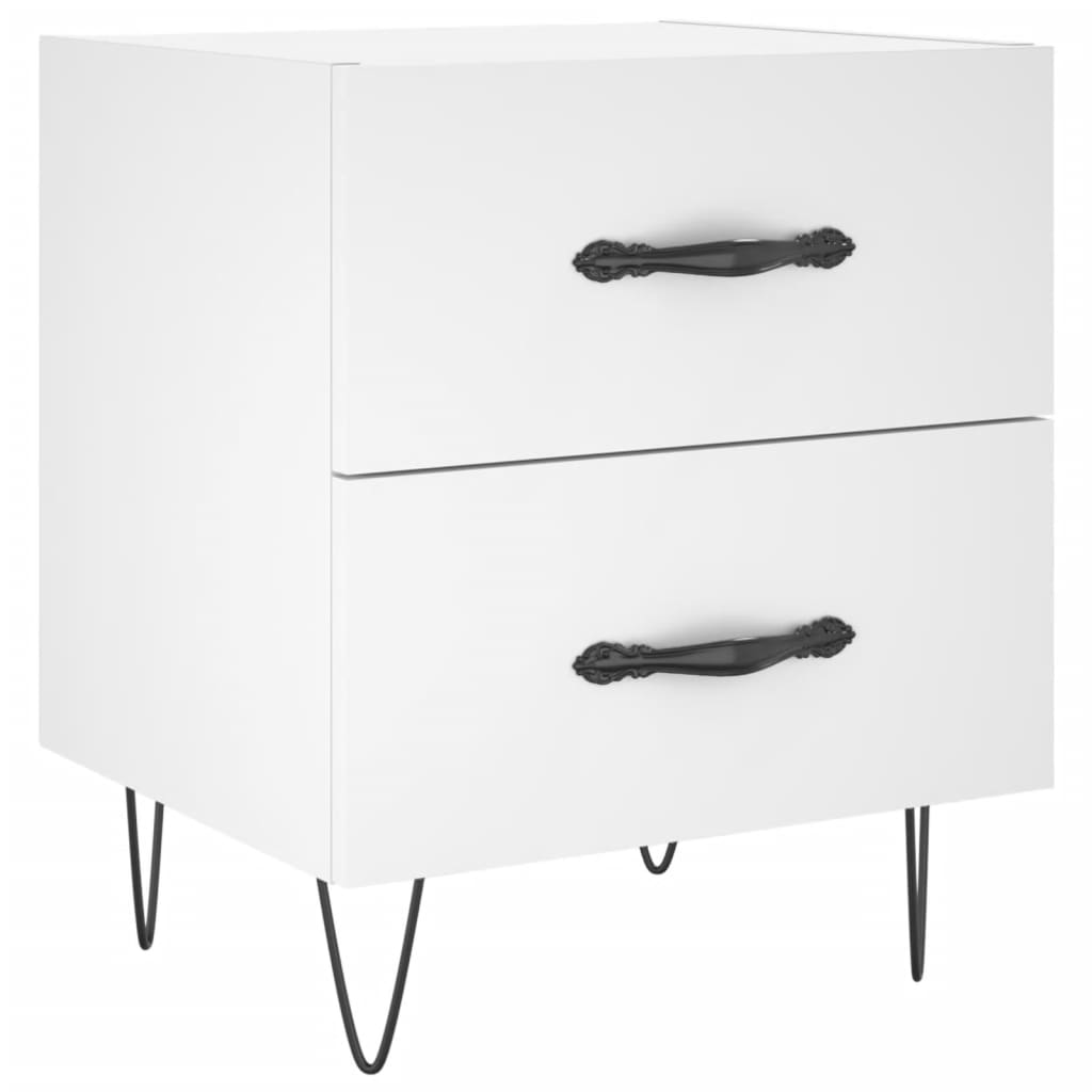 White Engineered Wood Bedside Cabinets Set 2pcs 40x35x47.5 cm