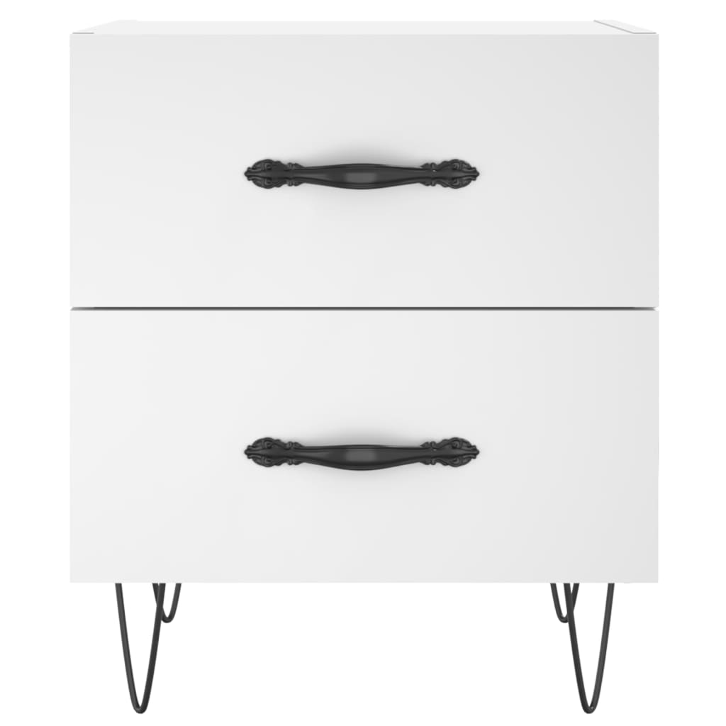 White Engineered Wood Bedside Cabinets Set 2pcs 40x35x47.5 cm