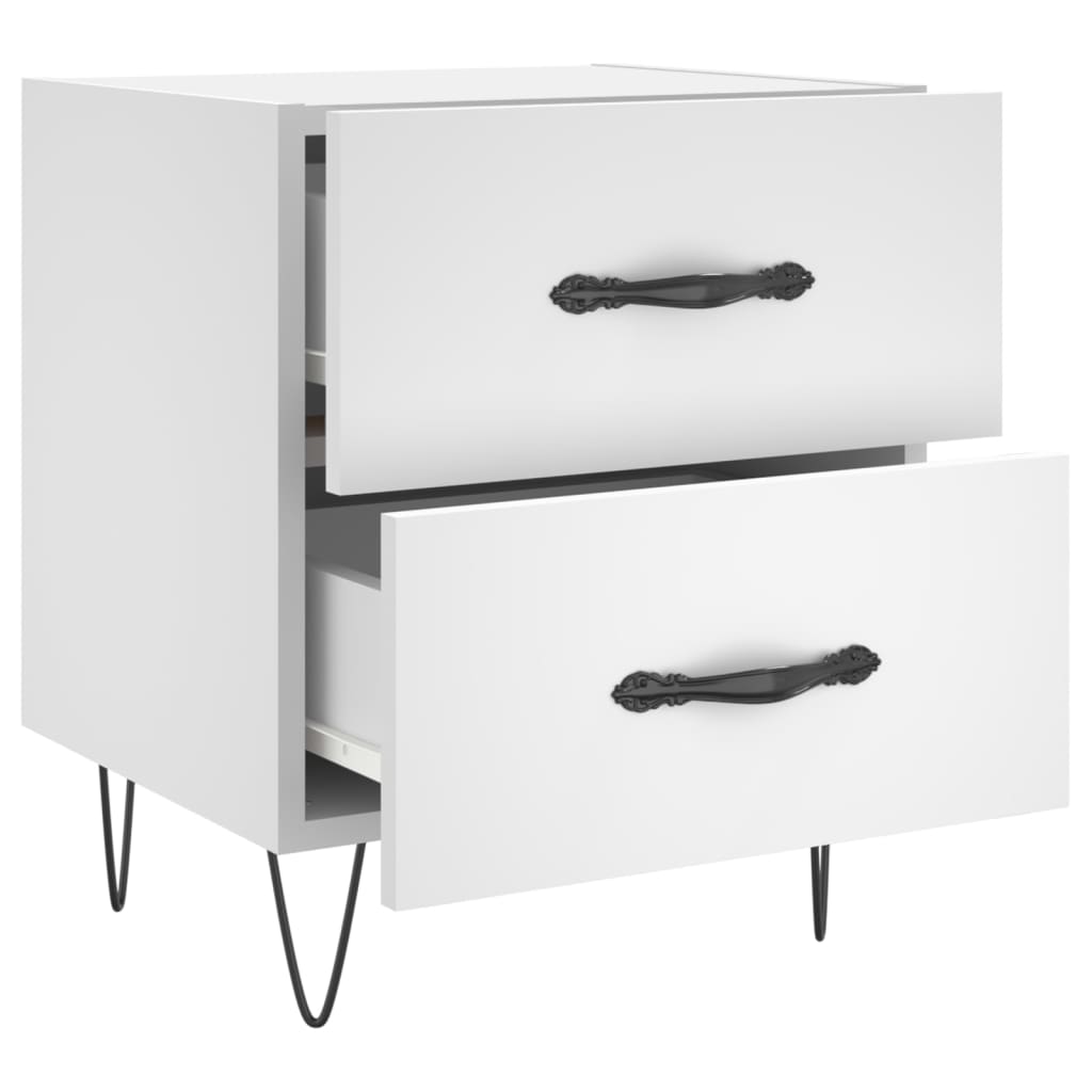 White Engineered Wood Bedside Cabinets Set 2pcs 40x35x47.5 cm