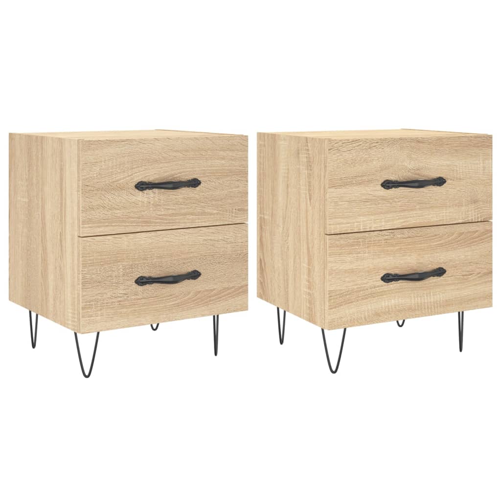 Sonoma Oak Bedside Cabinets Set, Engineered Wood, 40x35x47.5 cm