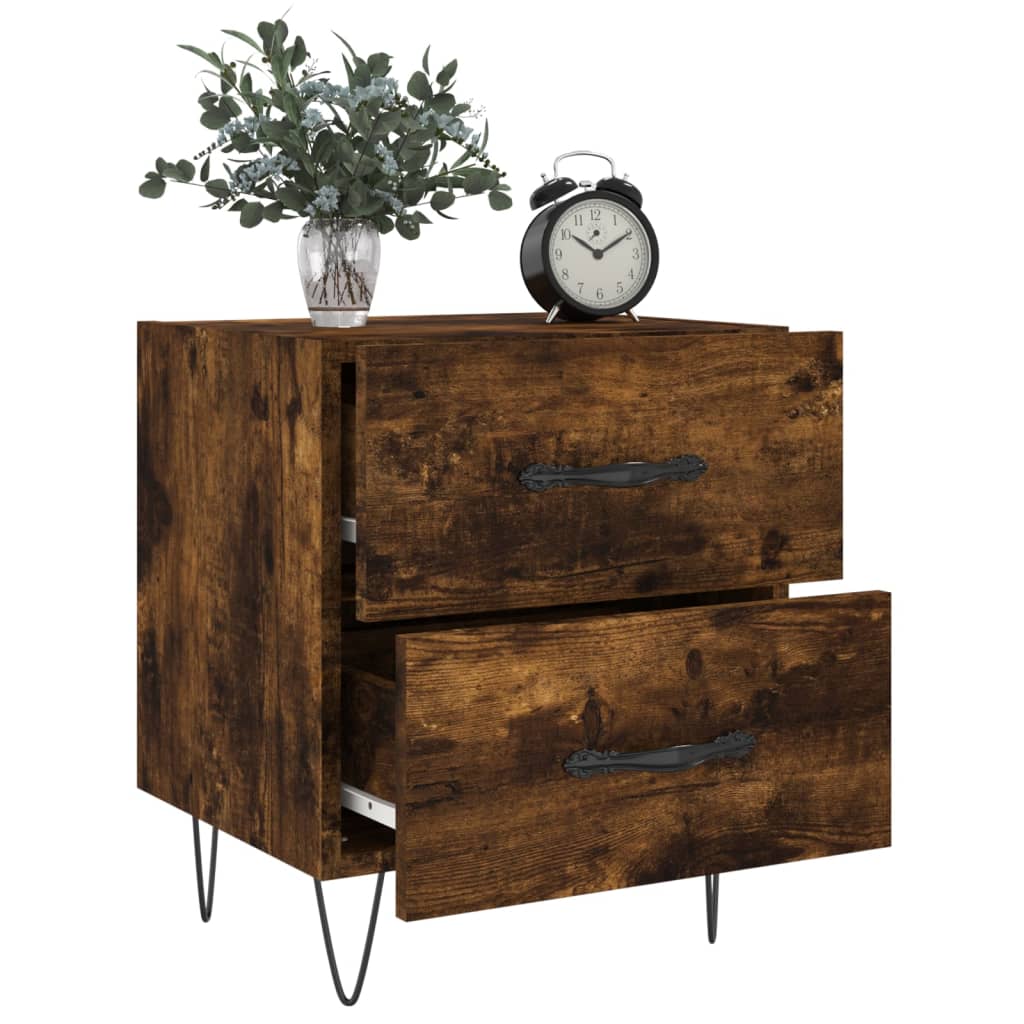 2-Piece Smoked Oak Bedside Cabinets, 40x35x47.5 cm, Engineered Wood
