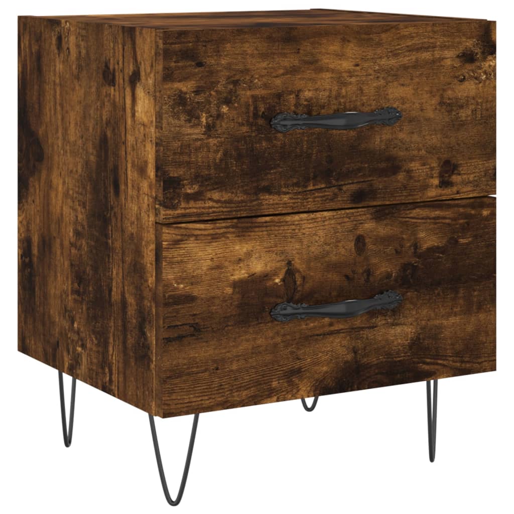 2-Piece Smoked Oak Bedside Cabinets, 40x35x47.5 cm, Engineered Wood