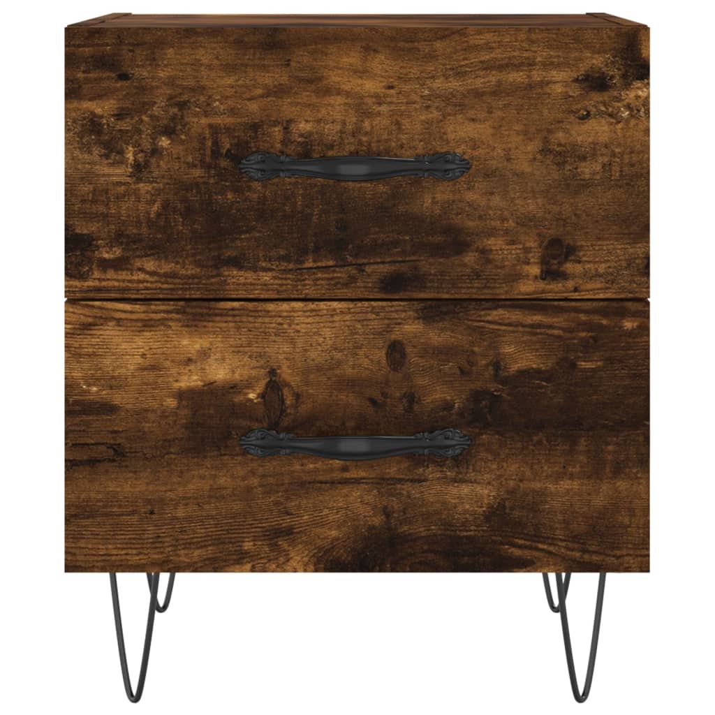2-Piece Smoked Oak Bedside Cabinets, 40x35x47.5 cm, Engineered Wood