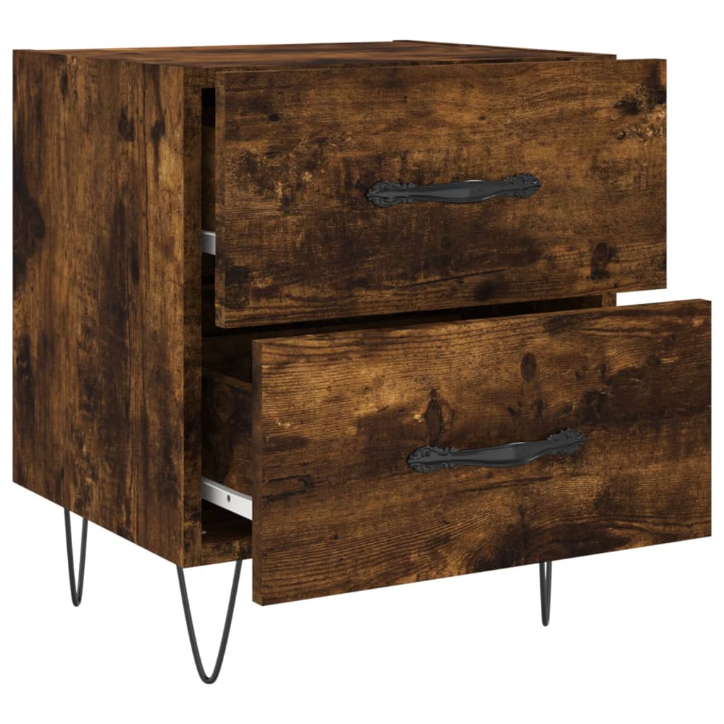 2-Piece Smoked Oak Bedside Cabinets, 40x35x47.5 cm, Engineered Wood