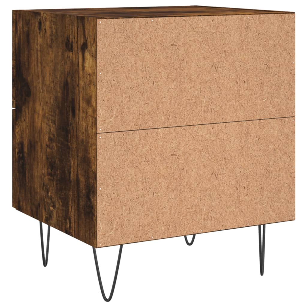 2-Piece Smoked Oak Bedside Cabinets, 40x35x47.5 cm, Engineered Wood
