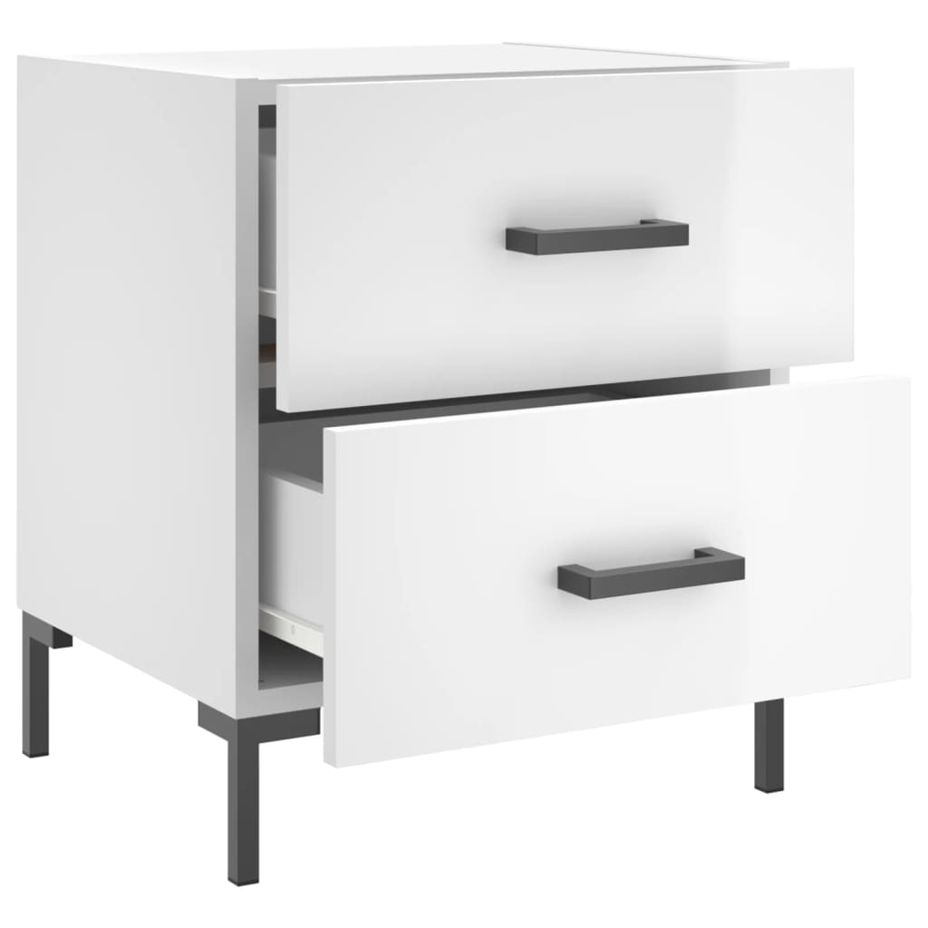 High Gloss White Bedside Cabinets Set - 2 pcs, 40x35x47.5 cm