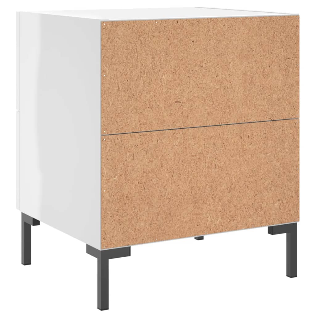 High Gloss White Bedside Cabinets Set - 2 pcs, 40x35x47.5 cm
