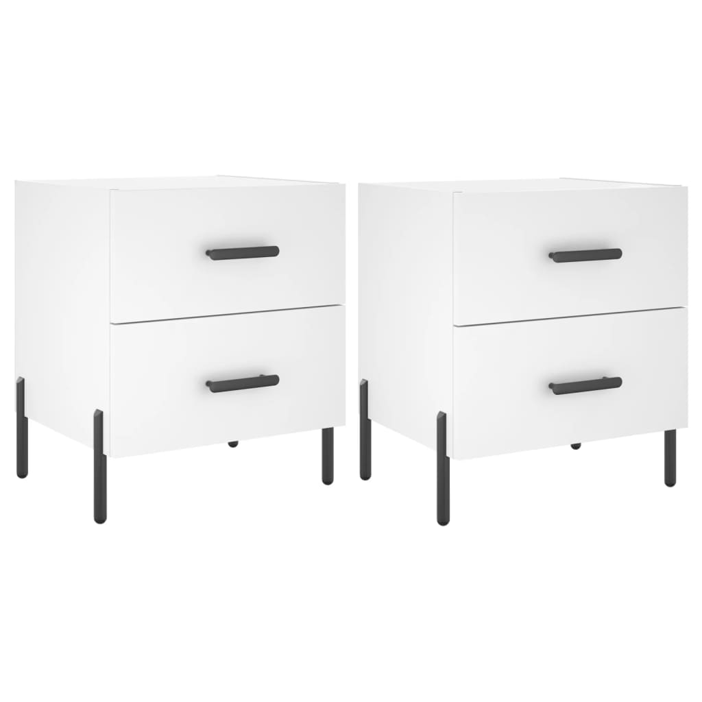 White Engineered Wood Bedside Cabinets 2 Pcs - 40x35x47.5 cm
