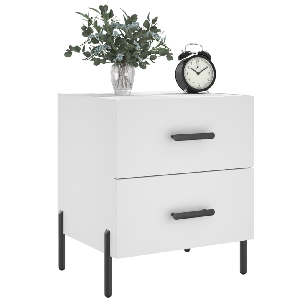 White Engineered Wood Bedside Cabinets 2 Pcs - 40x35x47.5 cm