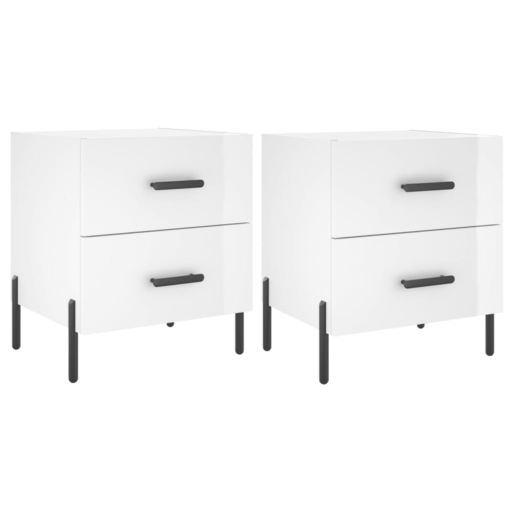 High Gloss White Bedside Cabinets 2 Pcs 40x35x47.5 cm Wood