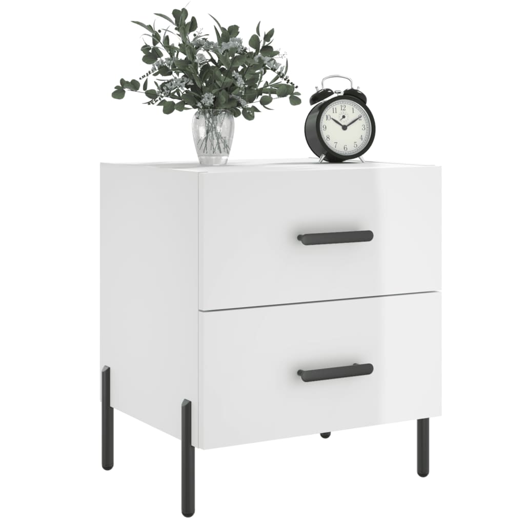 High Gloss White Bedside Cabinets 2 Pcs 40x35x47.5 cm Wood
