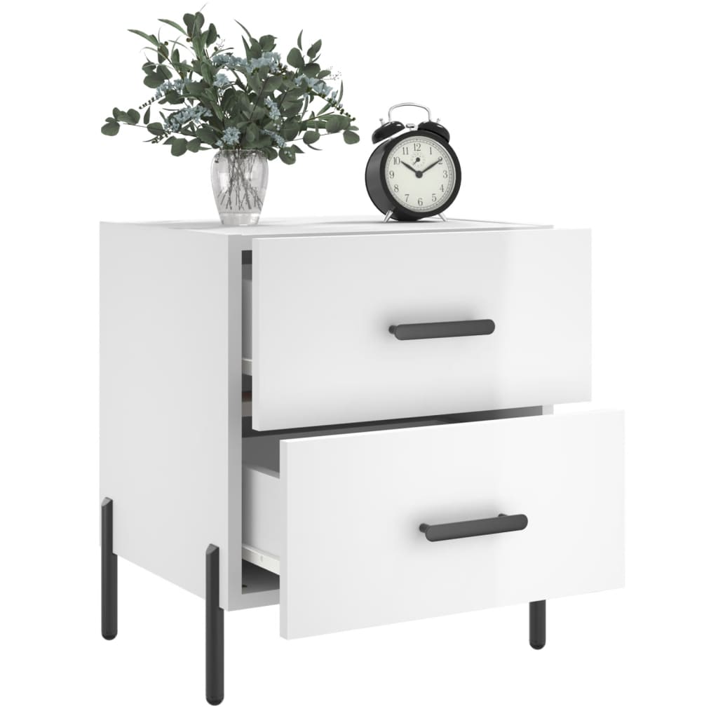 High Gloss White Bedside Cabinets 2 Pcs 40x35x47.5 cm Wood