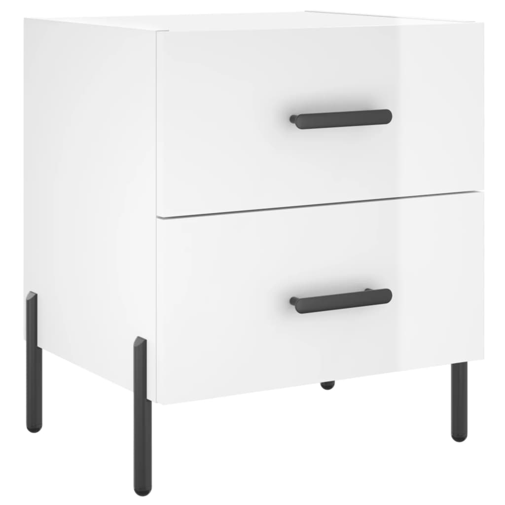High Gloss White Bedside Cabinets 2 Pcs 40x35x47.5 cm Wood
