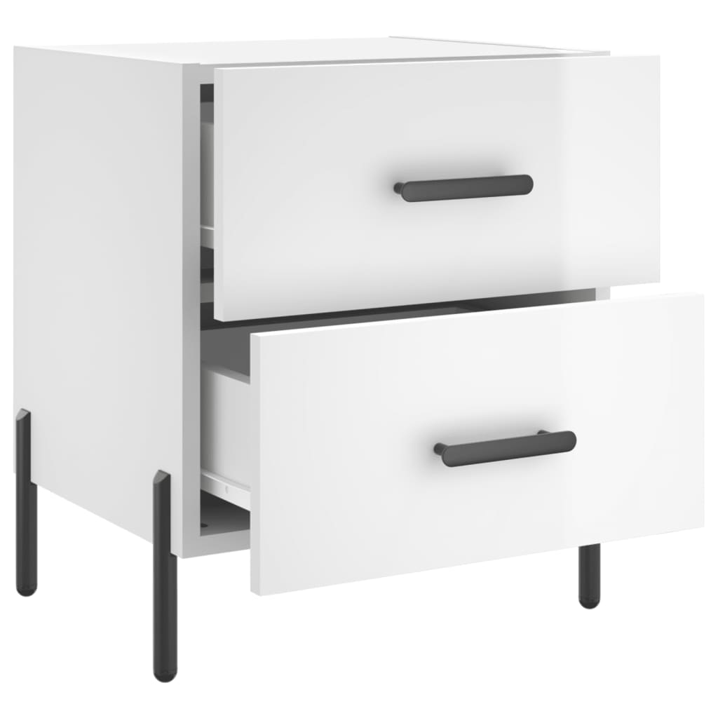 High Gloss White Bedside Cabinets 2 Pcs 40x35x47.5 cm Wood
