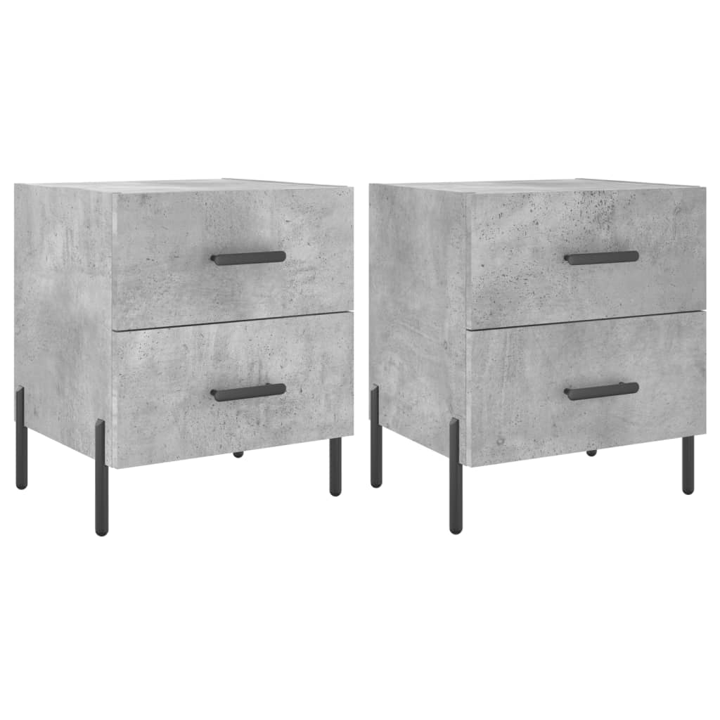 Concrete Grey Bedside Cabinets Set, 2 pcs, 40x35x47.5 cm Engineered Wood
