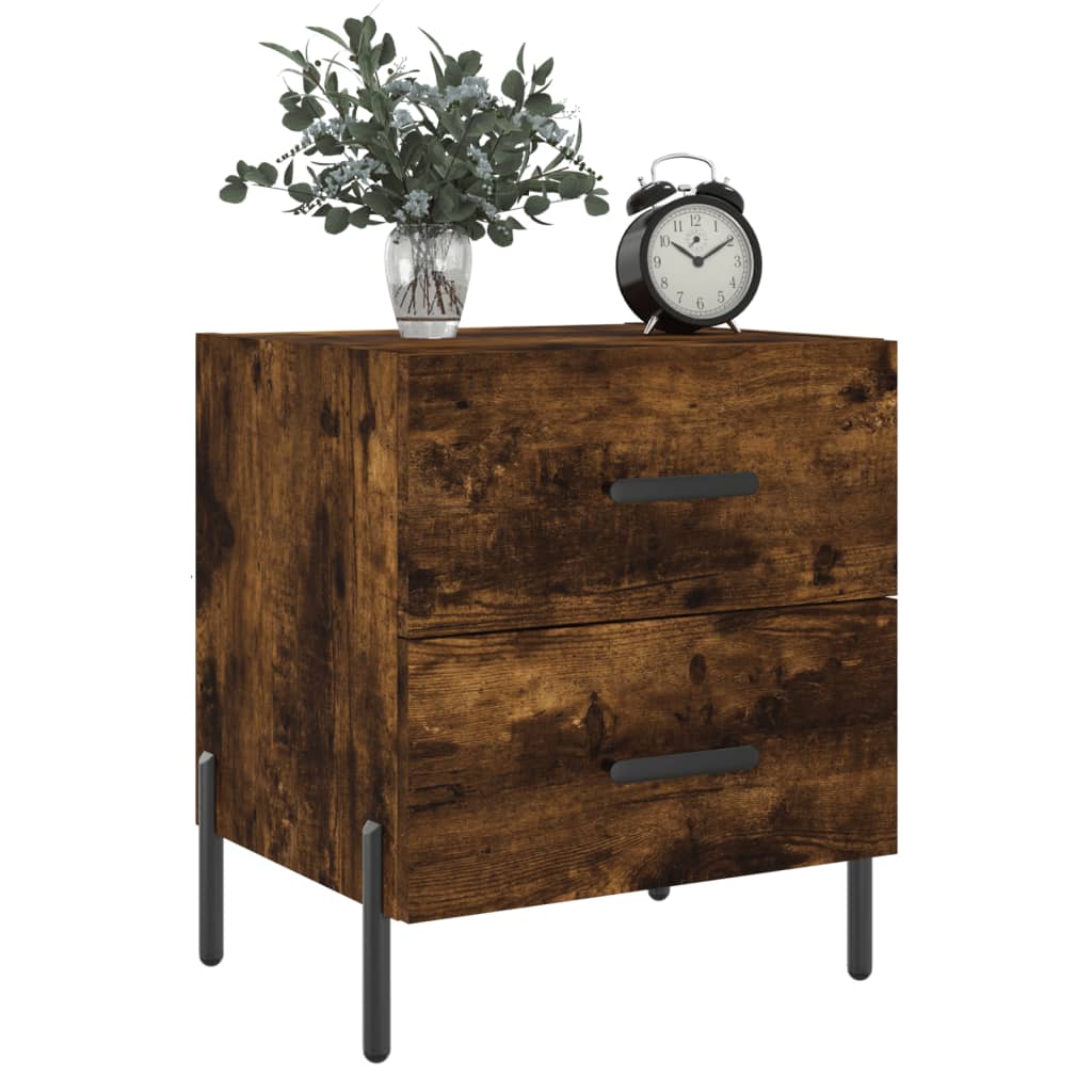 Smoked Oak Bedside Cabinet 40x35x47.5 cm - Engineered Wood
