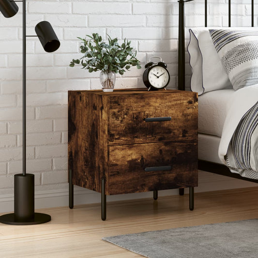 Smoked Oak Bedside Cabinet 40x35x47.5 cm - Engineered Wood