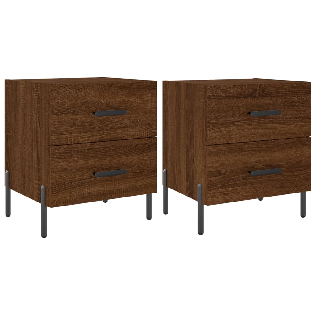 Brown Oak Bedside Cabinets 2 pcs, 40x35x47.5cm, Engineered Wood