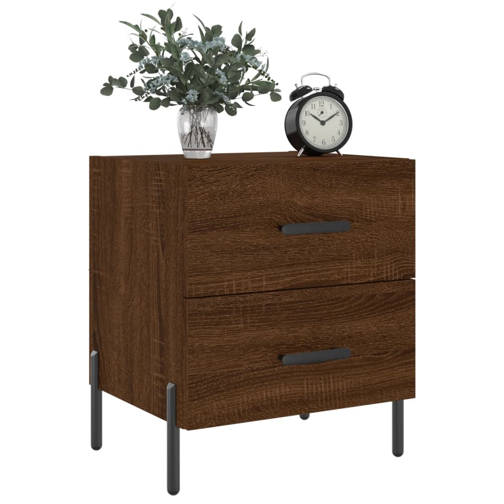 Brown Oak Bedside Cabinets 2 pcs, 40x35x47.5cm, Engineered Wood