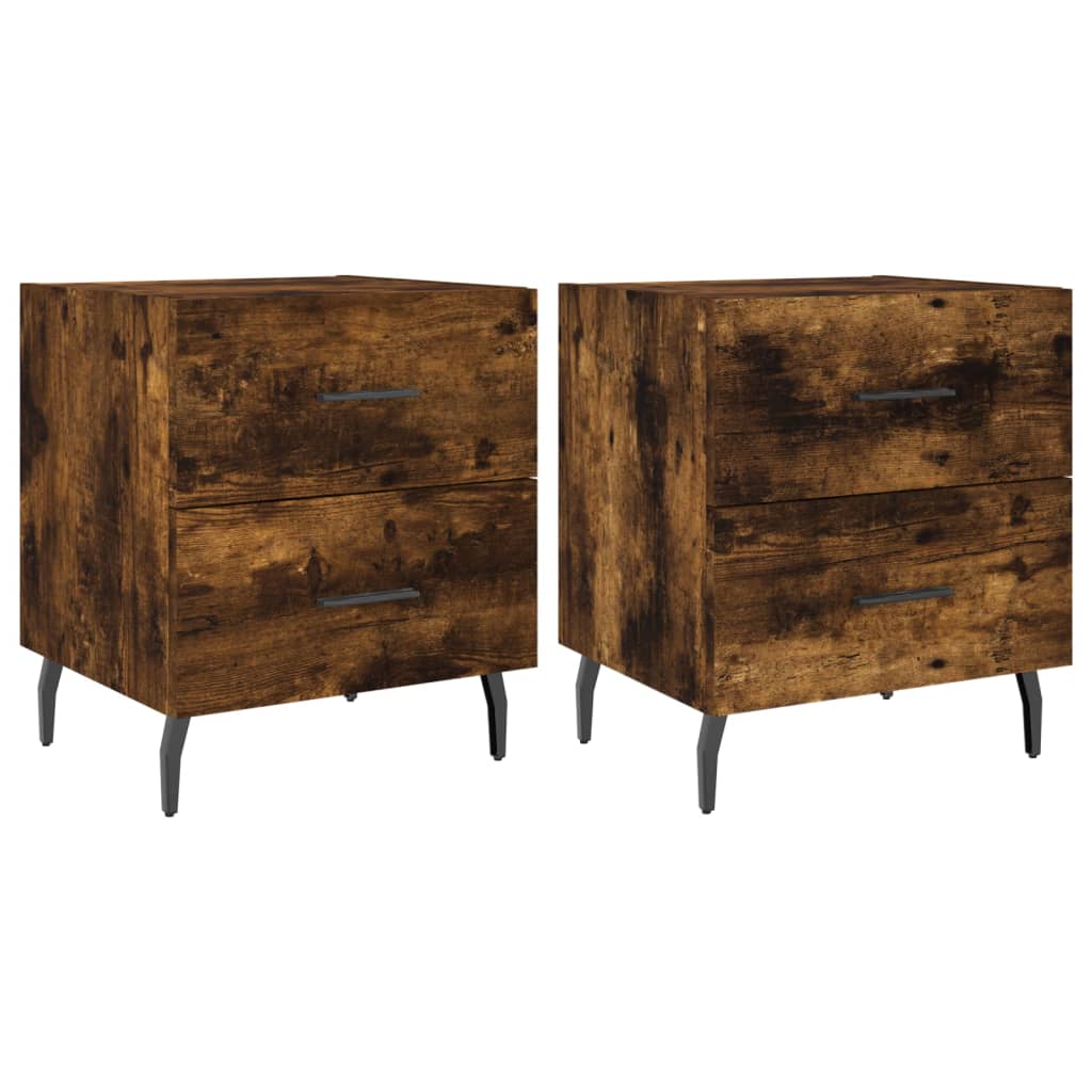 Smoked Oak Bedside Cabinets, 2 Pcs, 40x35x47.5 cm, Engineered Wood