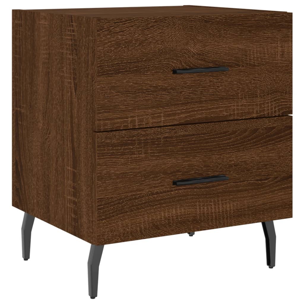 Brown Oak Bedside Cabinets Set - Engineered Wood, 40x35x47.5 cm