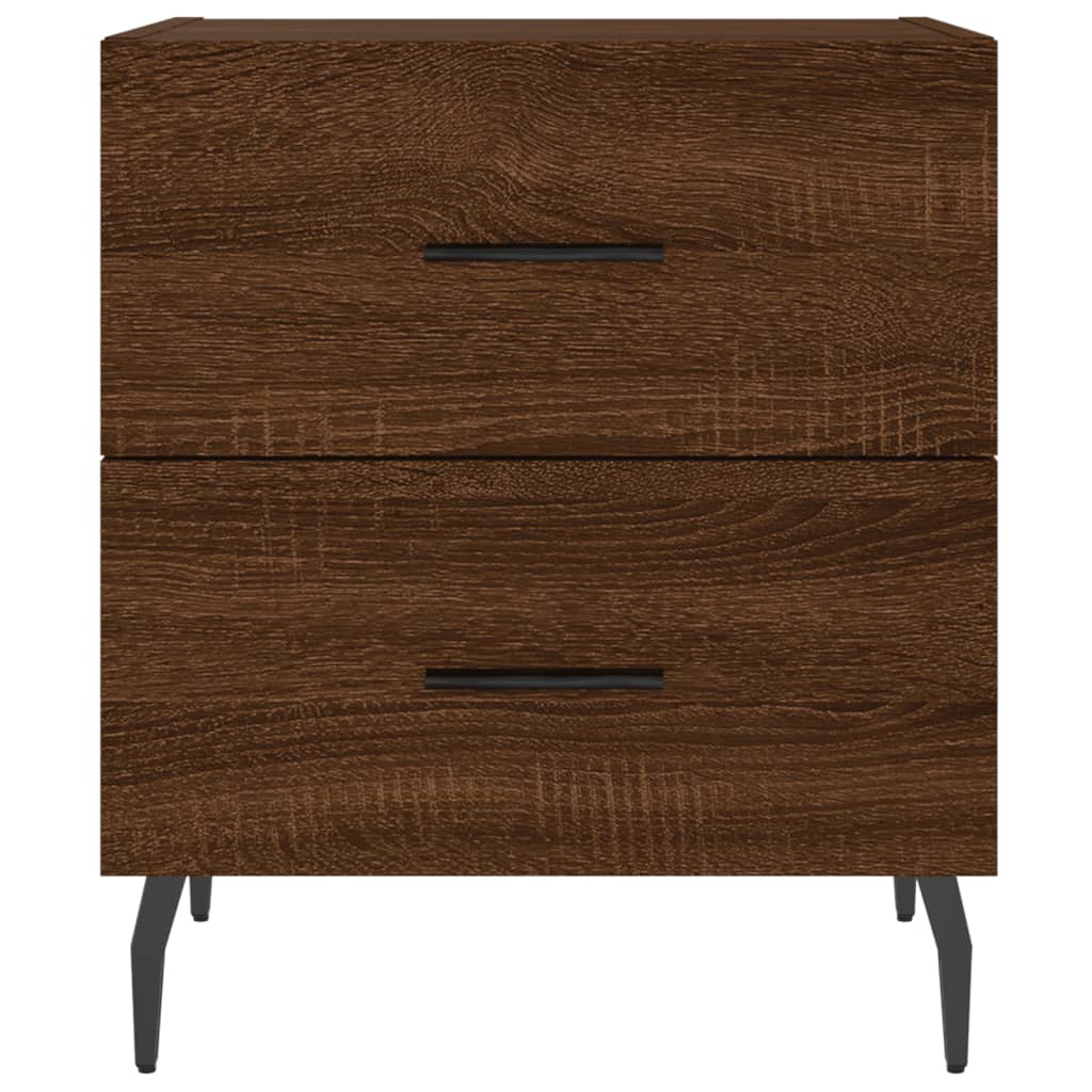 Brown Oak Bedside Cabinets Set - Engineered Wood, 40x35x47.5 cm